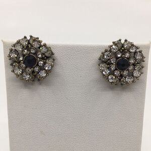 Banana Republic Black & Rhinestone Glass Multi-tiered  Stud Brass Tone Earrings